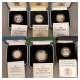 6 silver proof United Kingdom coins- 1990, 1991,