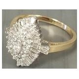 14 gold & diamond cluster ring- approx. .50tcw;