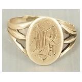 10K gold antique signet ring- 1.7g; size 5 (as is-