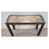 Artisan signed mixed metal & glass console table