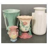 4 pcs art pottery: 2007 TECO, McCoy & 2 Hull-