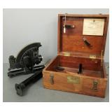 WWII U.S. Navy ball recording sextant in wooden