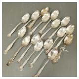 16 sterling assorted teaspoons- 8 matching-
