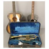 3 instruments: 2 Silvertone guitars & brass