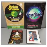 4 autographed Rock n' Roll, etc. posters incl Deep