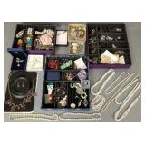 Lg group costume jewelry incl rhinestone