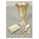 Group sterling pcs, goblet, salt spoons, etc. 4