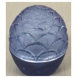 R. Lalique signed Bouton De Fleur blue art glass