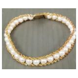14K gold rope chain & pearl bracelet- 10.5g; 7'L;