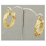 14K gold twisted rope hoop earrings- 4.6g; 7/8'