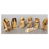 6 signed Yellowhorse miniature wood carvings-