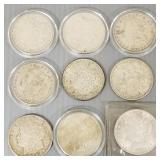 9 U.S. Morgan silver dollars incl 1921