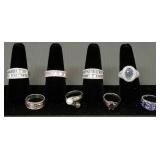 8 asst. sterling silver rings s/w stones, etc.