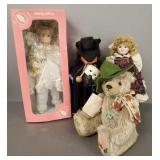 4 collector dolls, etc. incl Herman bear "Happy