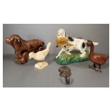 Gp animal figures incl walking dog toy, cast iron