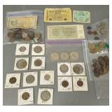 Gp asst. foreign & U.S. coins incl. wheat pennies,
