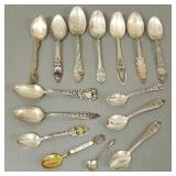 15 asst. sterling silver souvenir, etc. spoons-