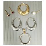 Gp 14K gold jewelry incl earrings- some are single