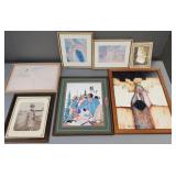 7 pcs Southwest, Native American, etc framed art-