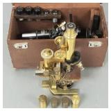 2 antique microscopes: Carl Zeiss w/ letter &