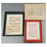 3 framed antique illuminated manuscripts- 22 1/4"H