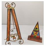Vintage plastic stained glass style light & large