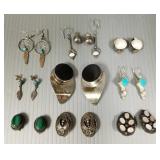 10 pair sterling silver, earrings incl Southwest,