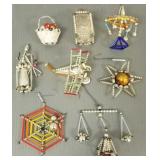 8 vintage Czech beaded glass Christmas ornaments