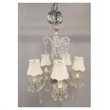 Glass 5- arm chandelier with prisms- 24"H