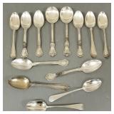 13 sterling silver spoons incl Lunt, Gorham, Birks