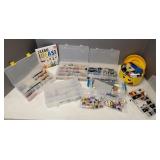 Gp asst Lego pieces & book in 7 plastic bins-
