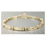 14K two tone gold & diamond bracelet - 10.5g, 7"L