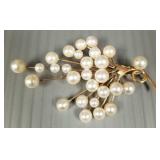 14K gold & pearl spray brooch- 11.4g, 2 3/4"L;