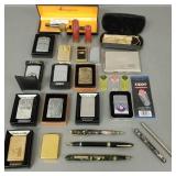 Gp of collectible lighters & pens incl Zippo,