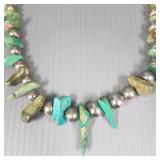Vintage 24"L turquoise nugget & bead necklace-