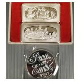 3 sterling silver Franklin Mint medallions- 2 are