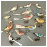 13 vintage glass bird Christmas tree ornaments/