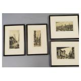 4 Aime Dallemagne signed & numbered etchings-