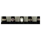5 sterling rings s/w marcasites, etc- 29g total,