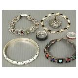 Gp. asst. sterling silver jewelry incl bracelets,