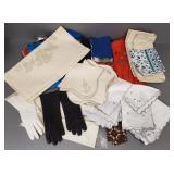 Gp linens & vintage clothing, etc incl leather