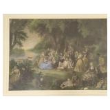 Antique colored engraving- 4th of July-