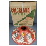 Vintage tin litho Coloramic tree stand #398 w/ box