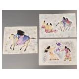 3 Carly Soo Kouns signed watercolors of