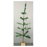 Antique German feather tree with stenciled wood