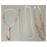 4 asst. sterling silver necklace- 155g total- 100"
