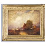Antique signed impressionist oil painting on board