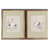 2 vintage signed Japanese plantings on paper-