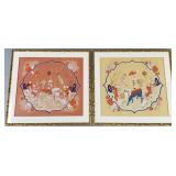 2 Chinese works on paper in bamboo motif frames-