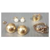 Gp gold earrings & a low karat gold stacking ring